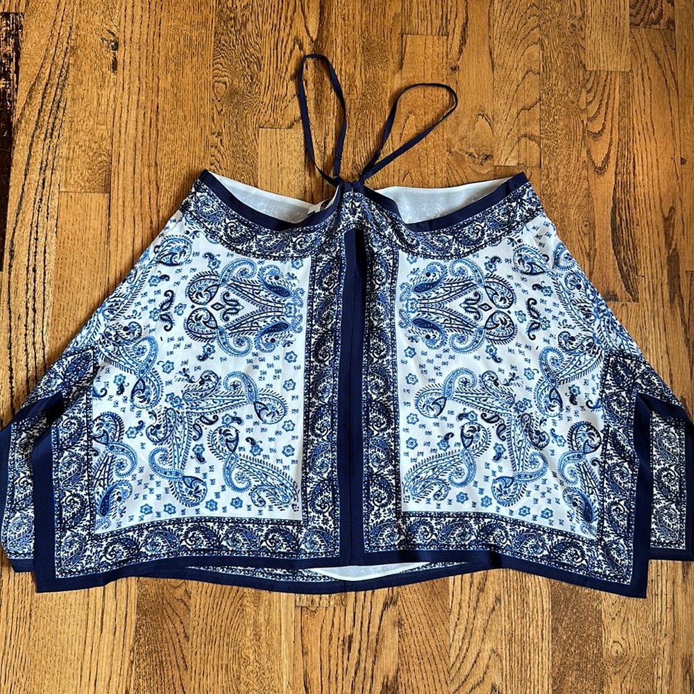 Joie L Blue Colored Patterned Tank 100% Silk shell polyester - Picture 5 of 6